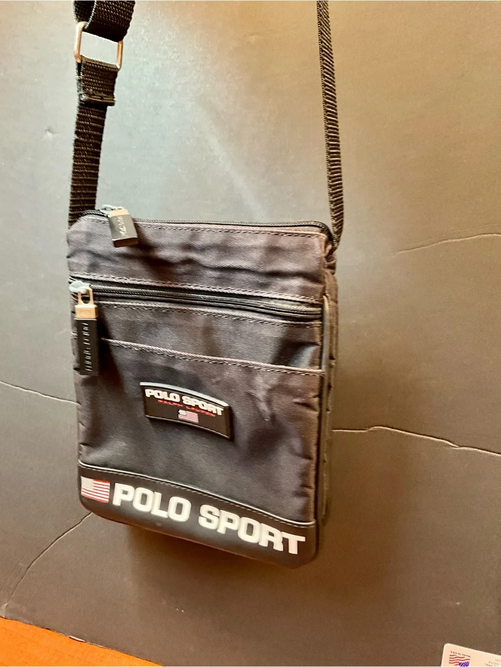 VINTAGE Polo by Ralph Lauren Black Polo Sport Small Crossbody Messenger Bag